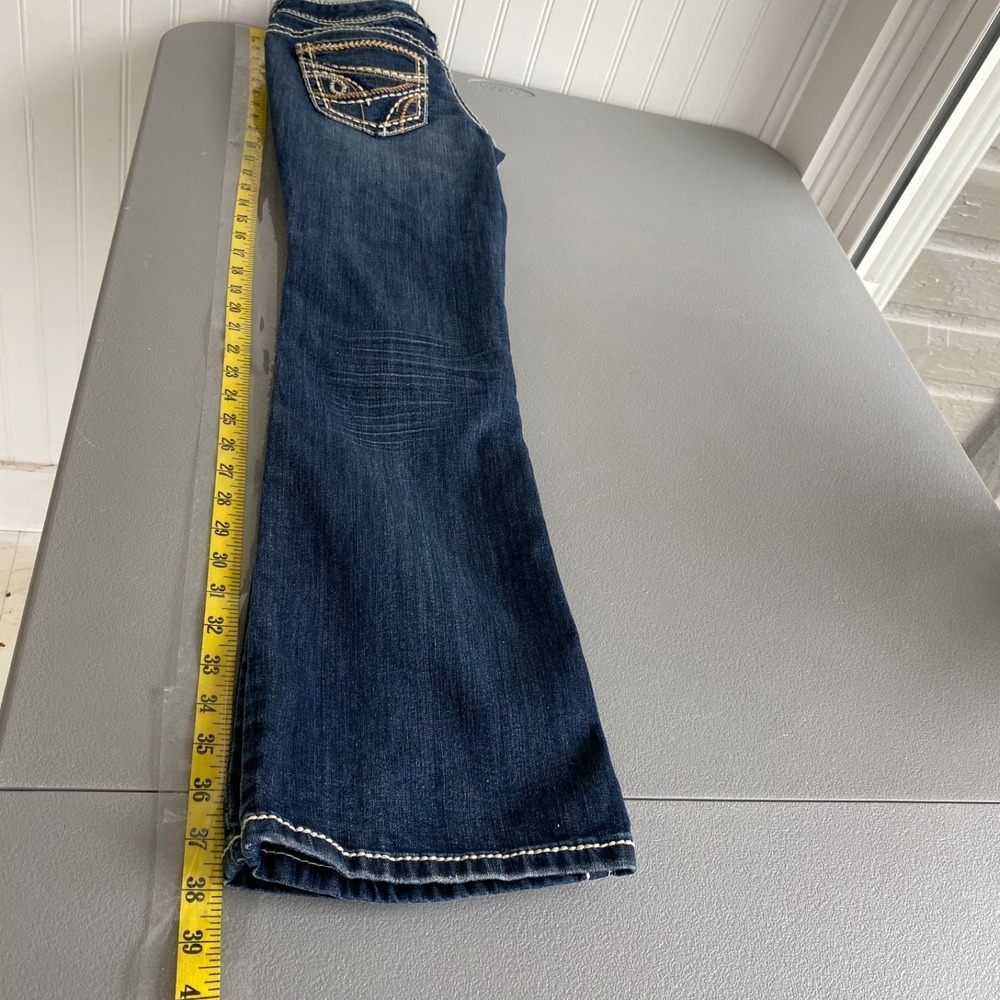Maurices Womens Y2K Straight Leg Jeans Size 3/4 Short Dark Wash Low Rise Stretch - Picture 11 of 12